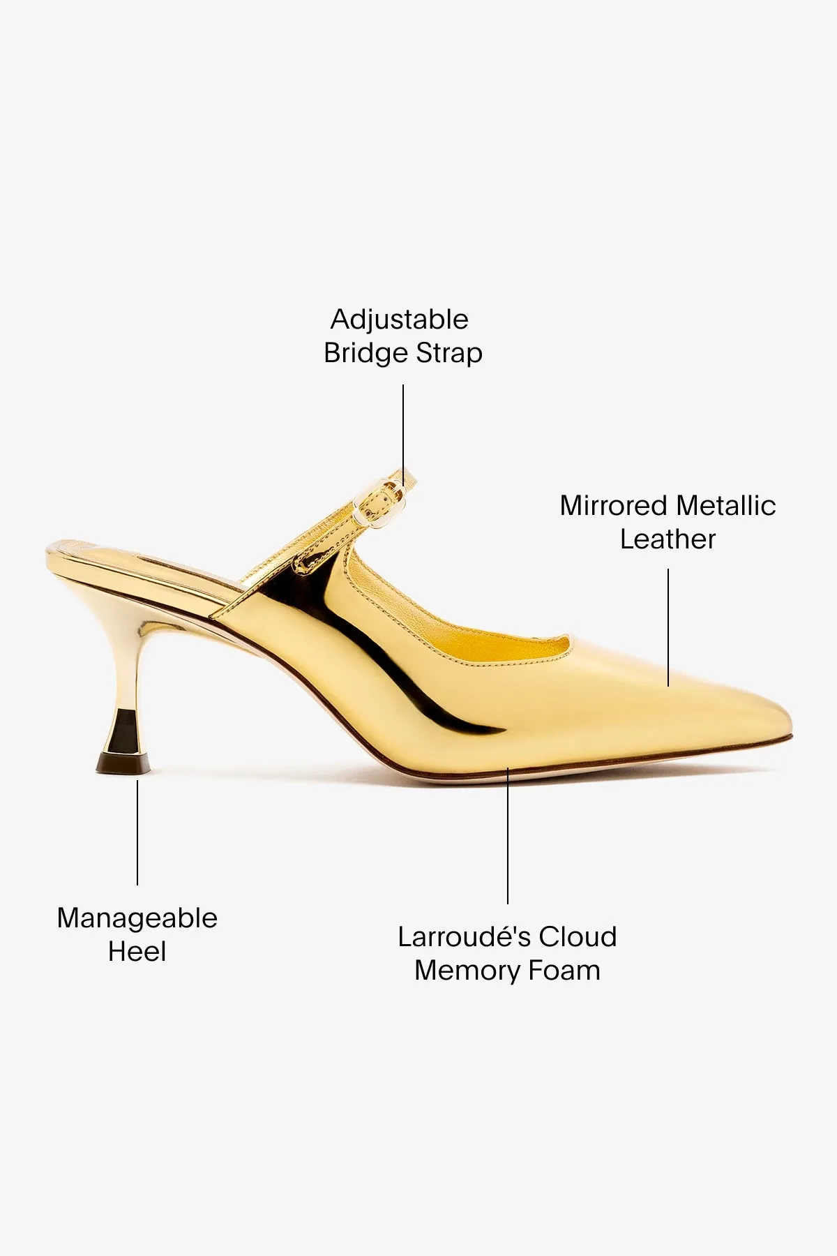 Ines Mule In Specchio Gold,Women Heel