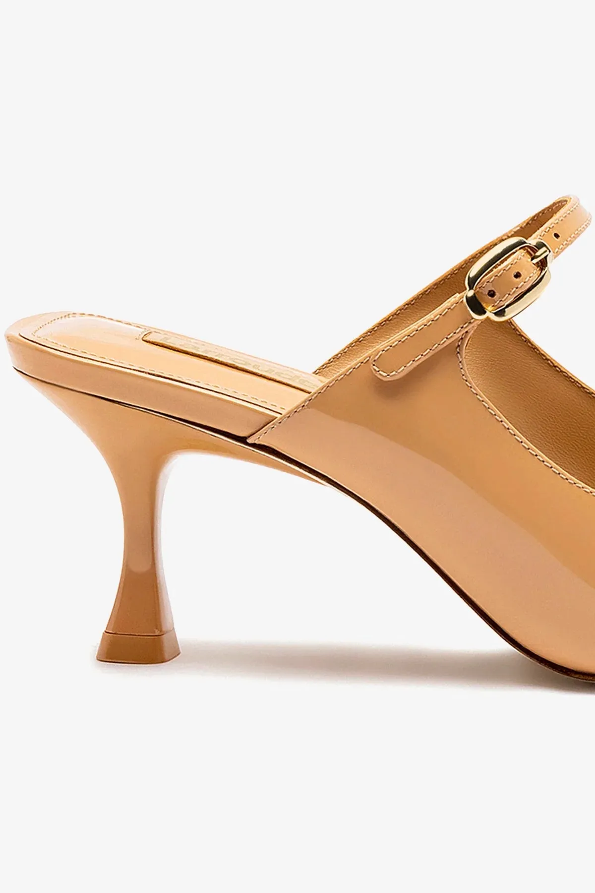 Ines Mule In Tan Patent Leather,Women Heel