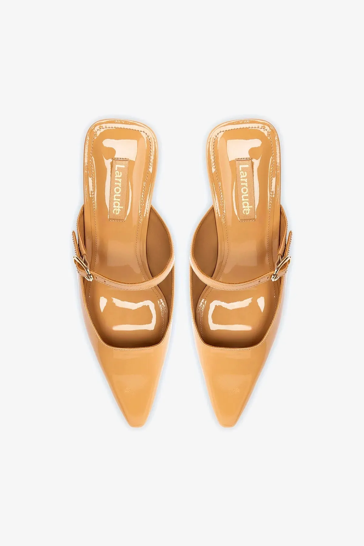 Ines Mule In Tan Patent Leather,Women Heel