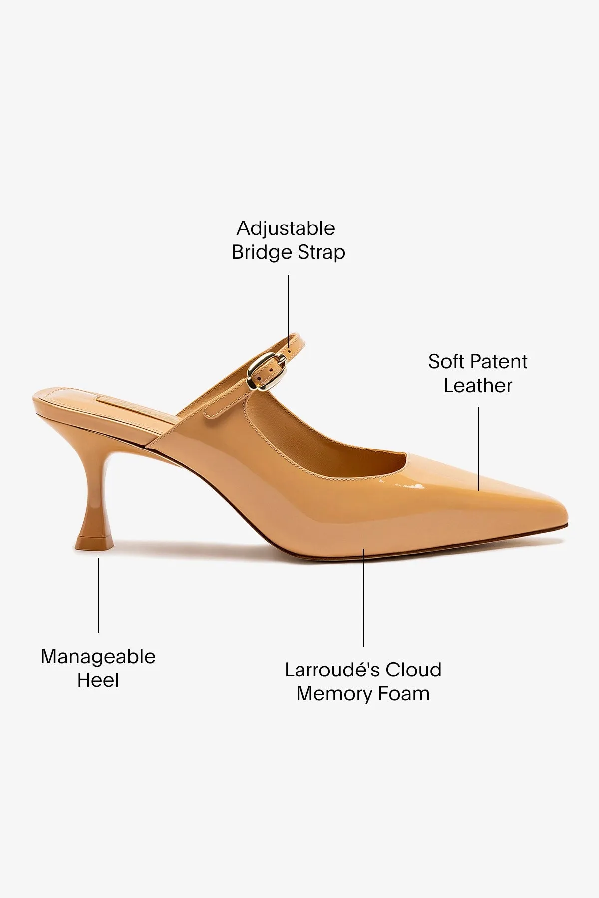 Ines Mule In Tan Patent Leather,Women Heel
