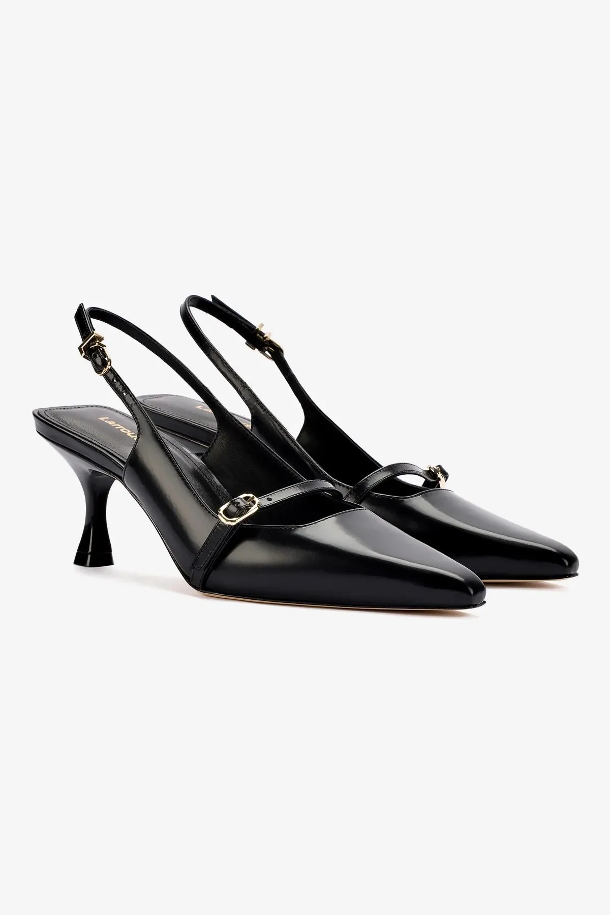 Ines Pump In Black Leather,Women Heel