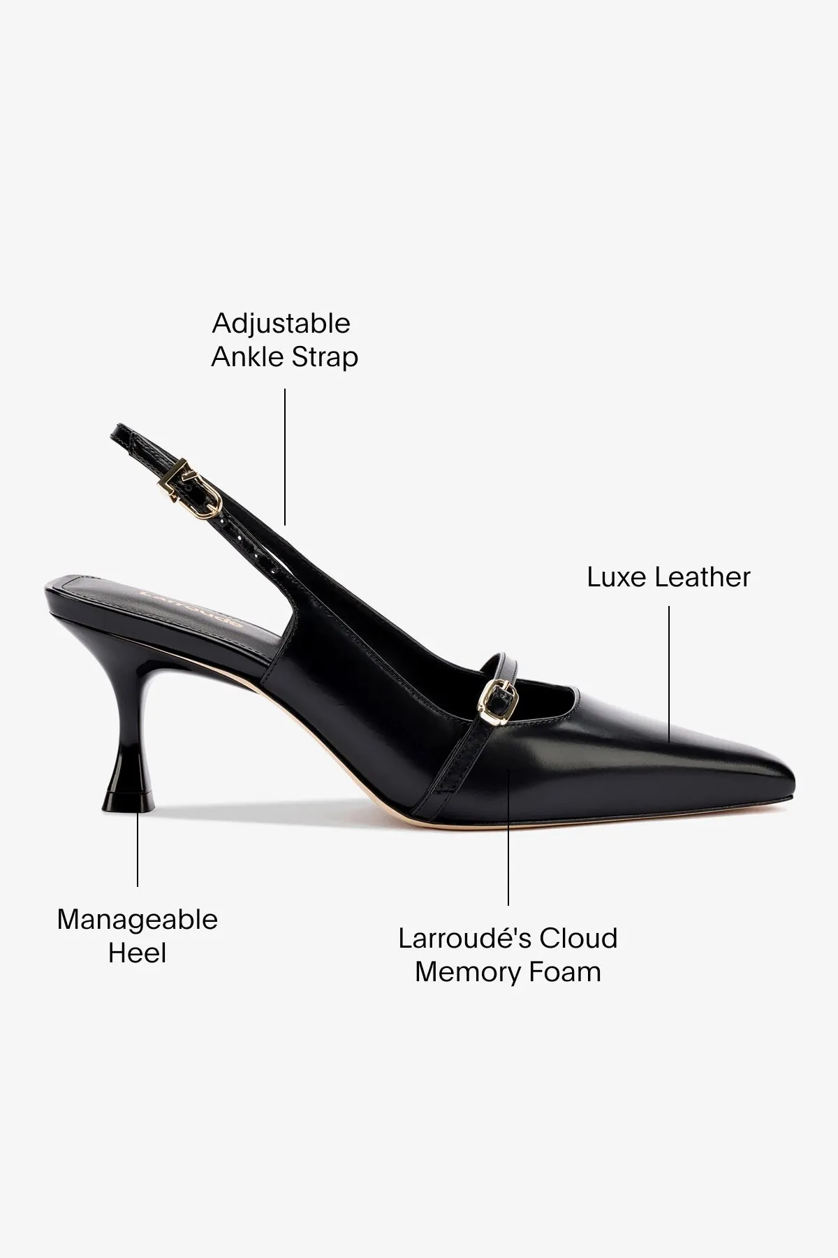 Ines Pump In Black Leather,Women Heel