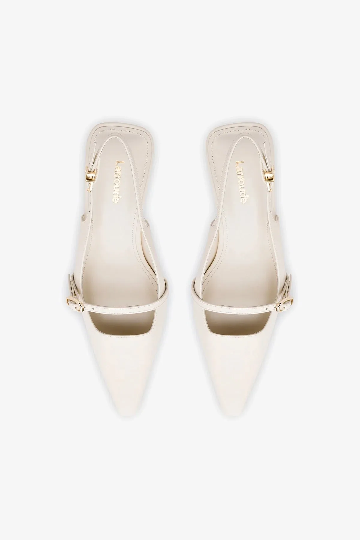 Ines Pump In Ivory Leather,Women Heel