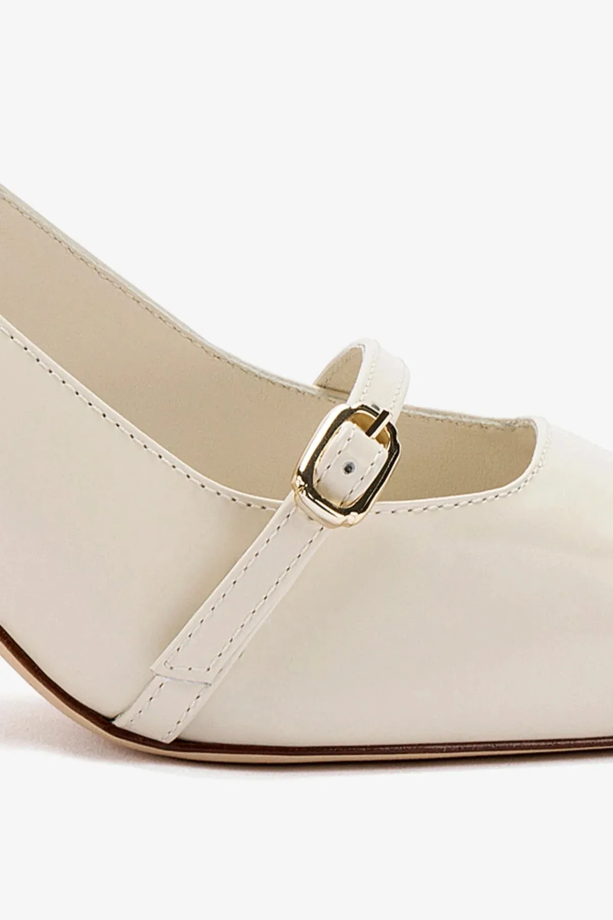 Ines Pump In Ivory Leather,Women Heel