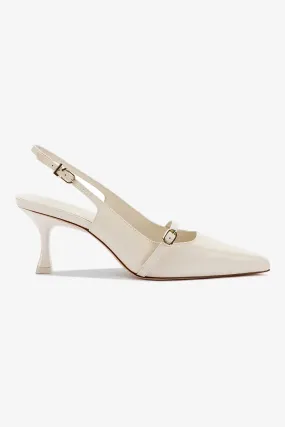 Ines Pump In Ivory Leather,Women Heel