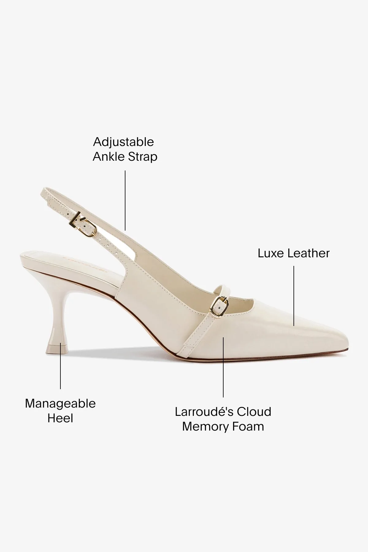Ines Pump In Ivory Leather,Women Heel