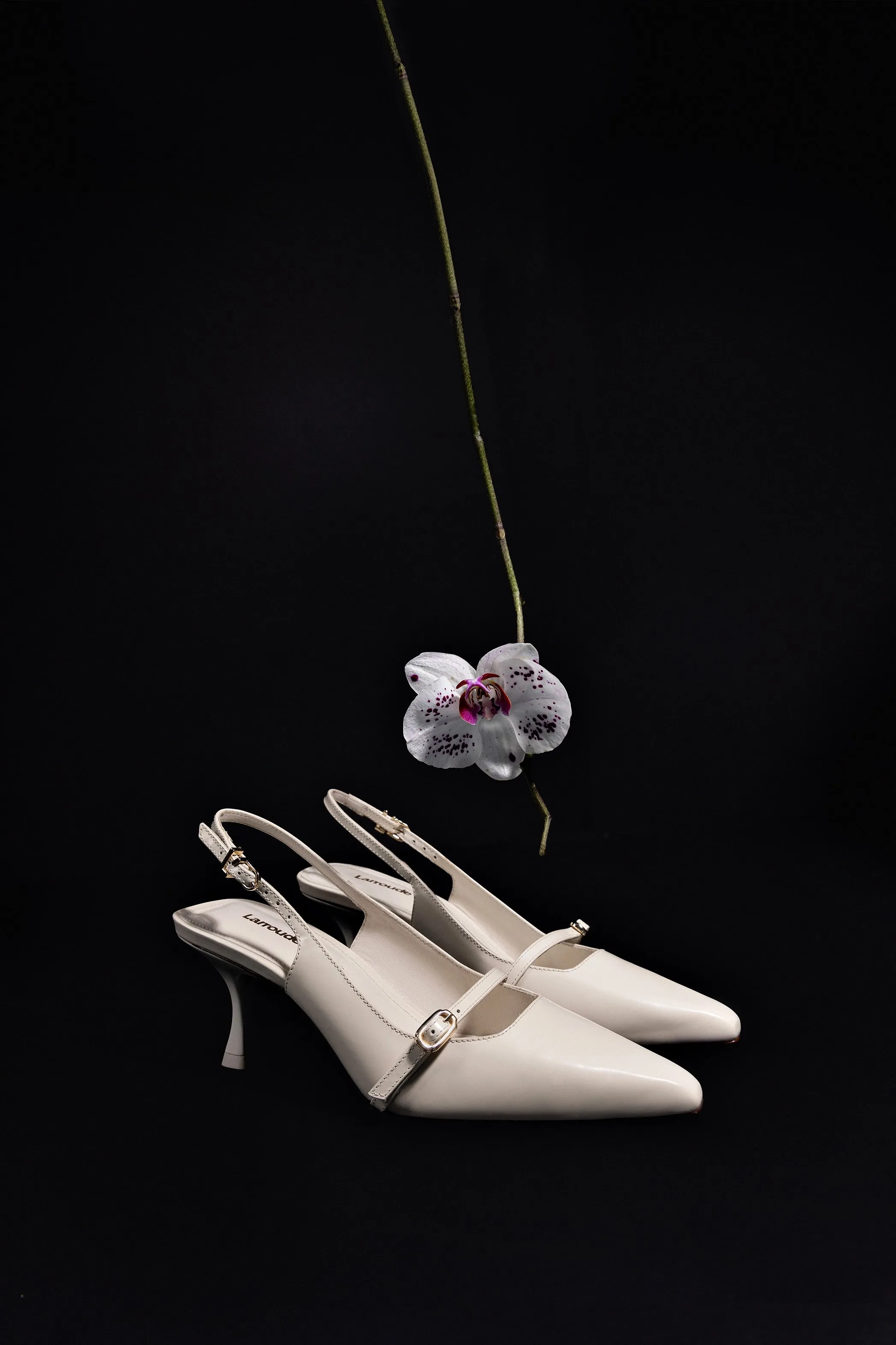 Ines Pump In Ivory Leather,Women Heel