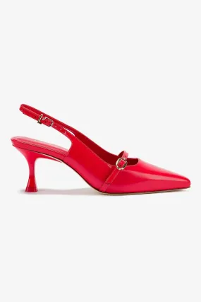 Ines Pump In Scarlet Leather,Women Heel