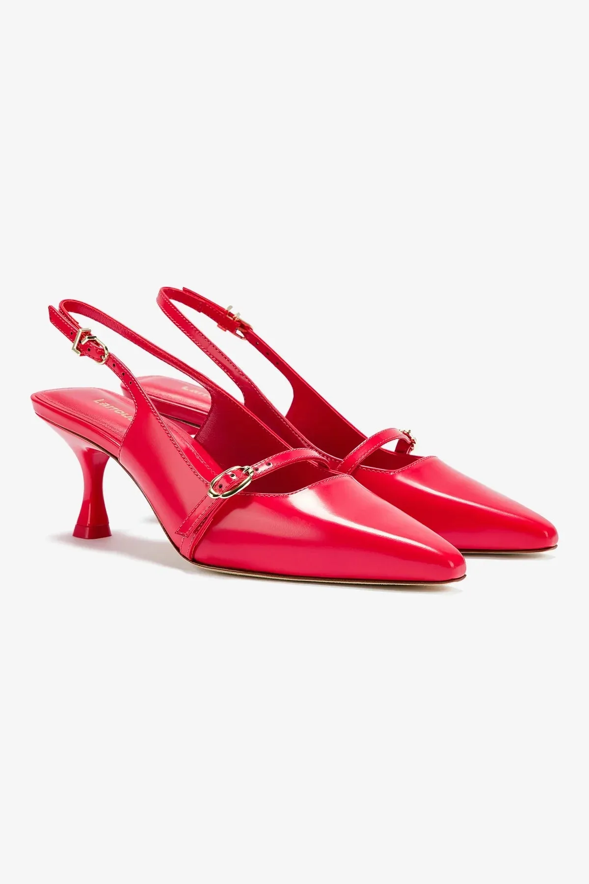 Ines Pump In Scarlet Leather,Women Heel