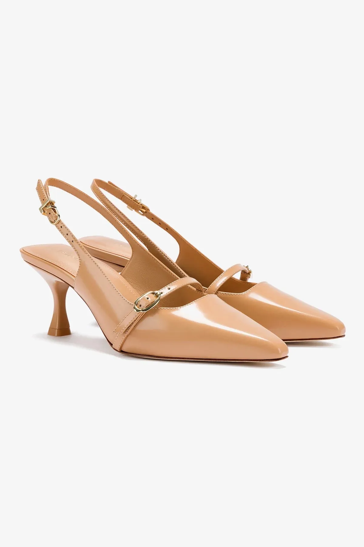 Ines Pump In Tan Leather,Women Heel