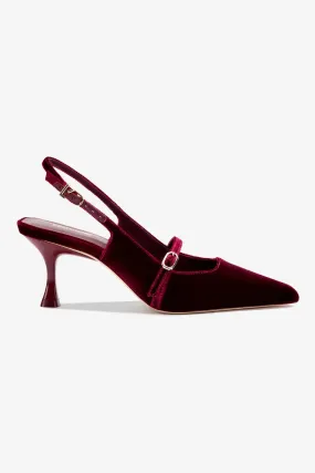 Ines Pump In Wine Velvet,Women Heel
