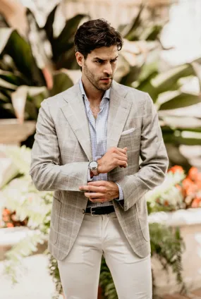 James Jacket Grey with Baby Blue Windowpane,Men