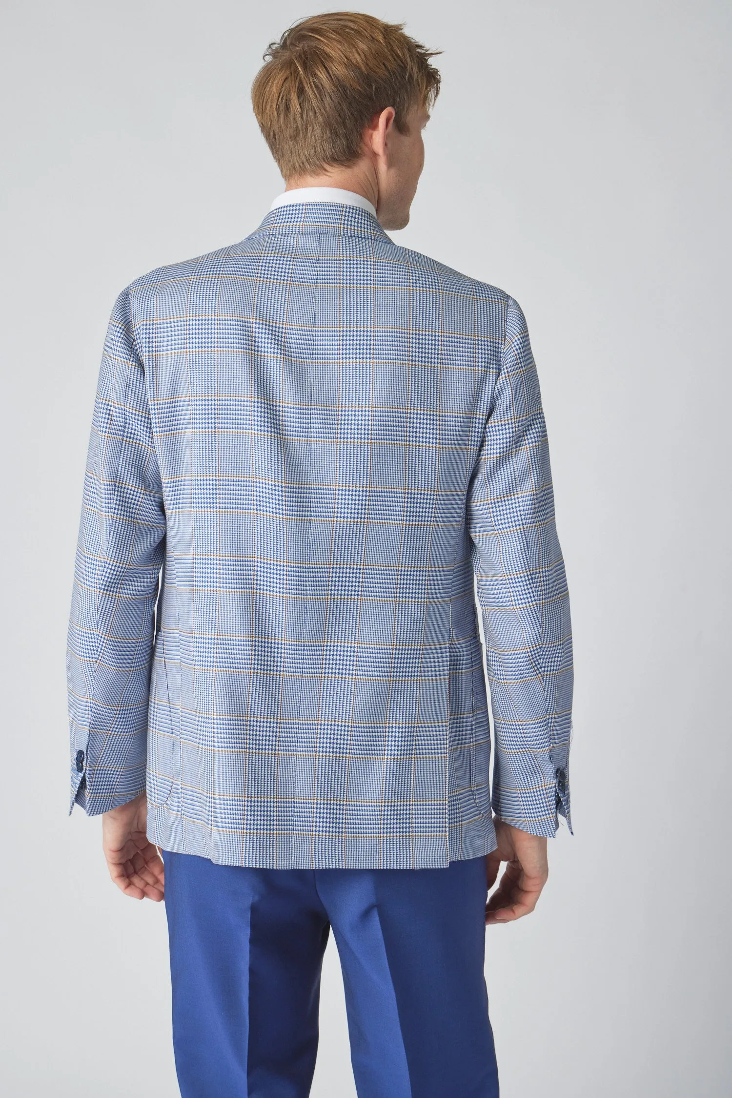 James Jacket in Navy Blue Glen Plaid,Men