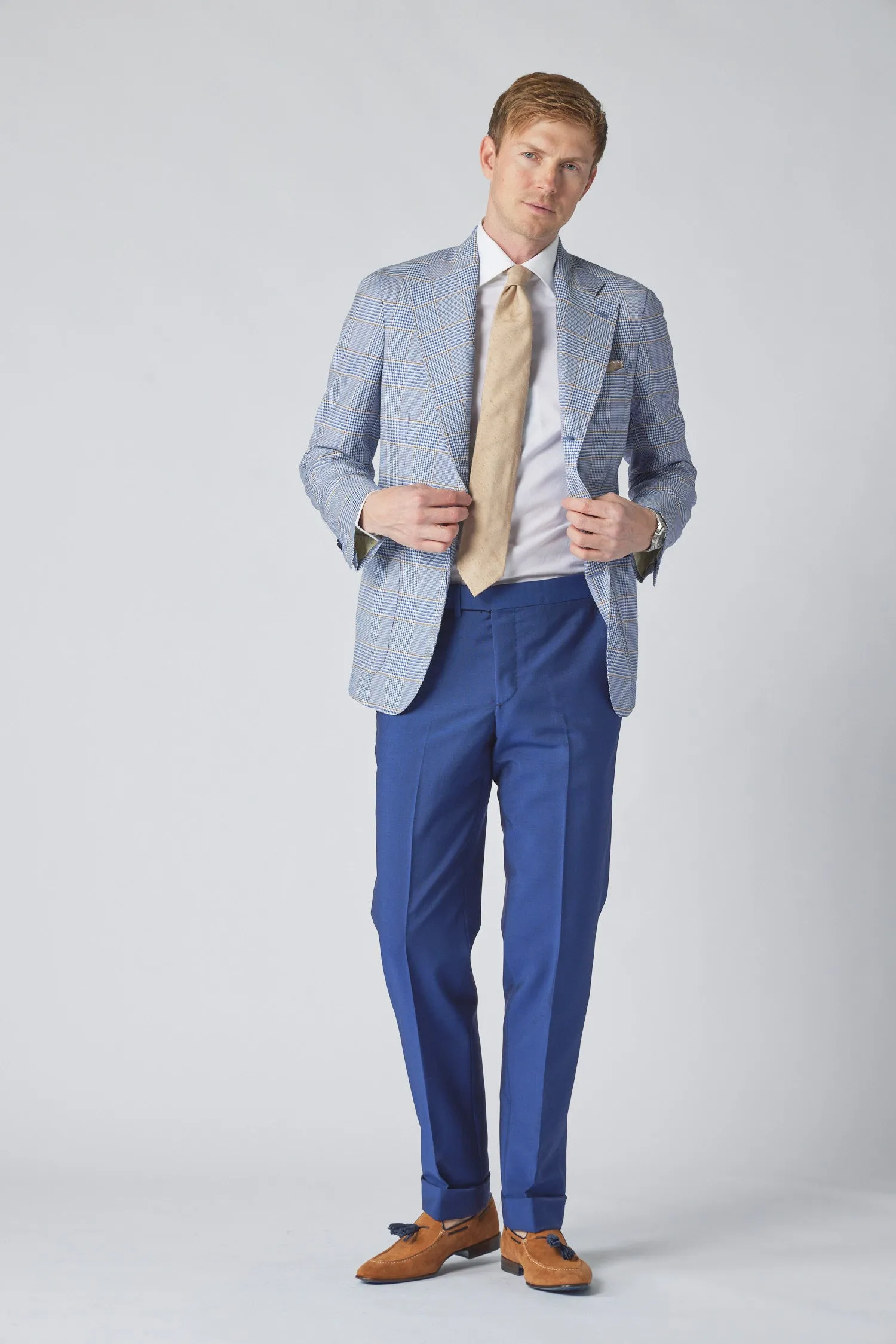 James Jacket in Navy Blue Glen Plaid,Men