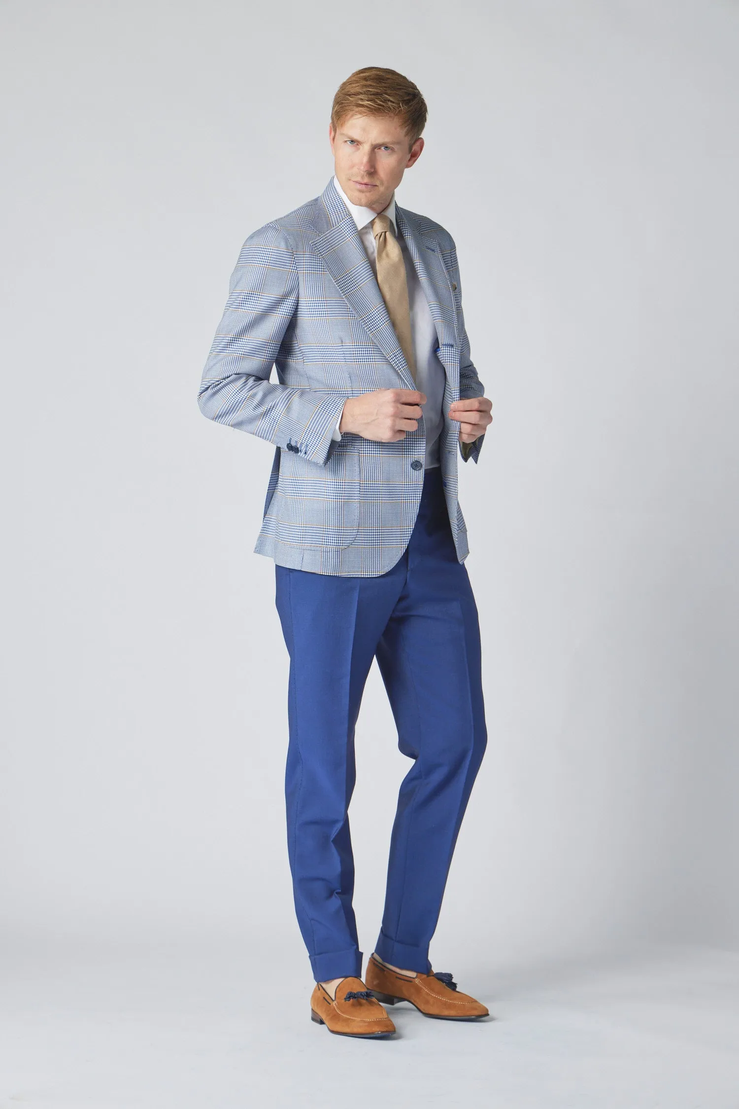 James Jacket in Navy Blue Glen Plaid,Men