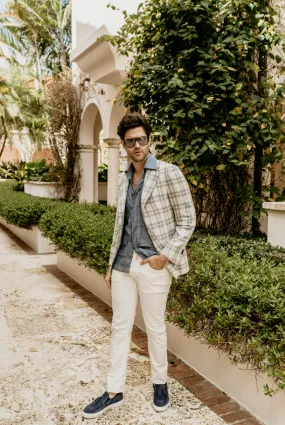 James Jacket Ivory with Blue Plaid,Men