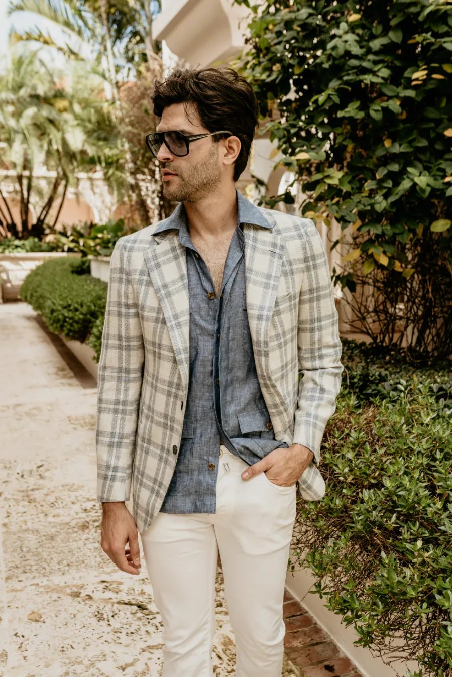 James Jacket Ivory with Blue Plaid,Men