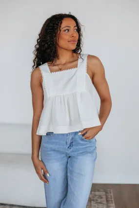 Janine Babydoll Tank - Ivory,Women Tank