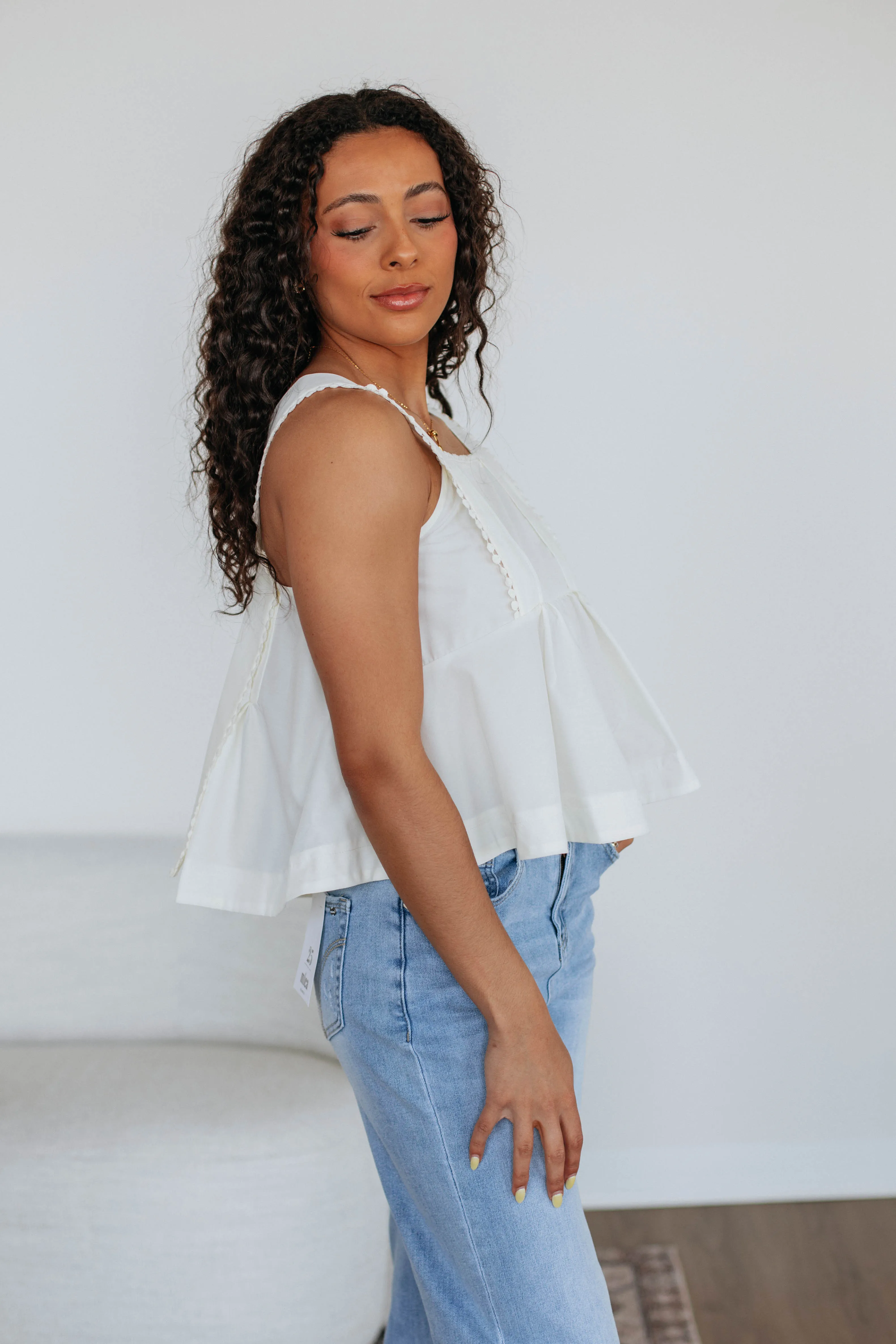 Janine Babydoll Tank - Ivory,Women Tank