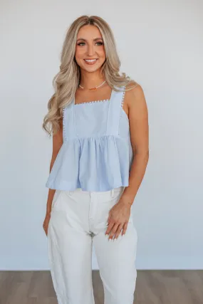 Janine Babydoll Tank - Powder Blue,Women Tank