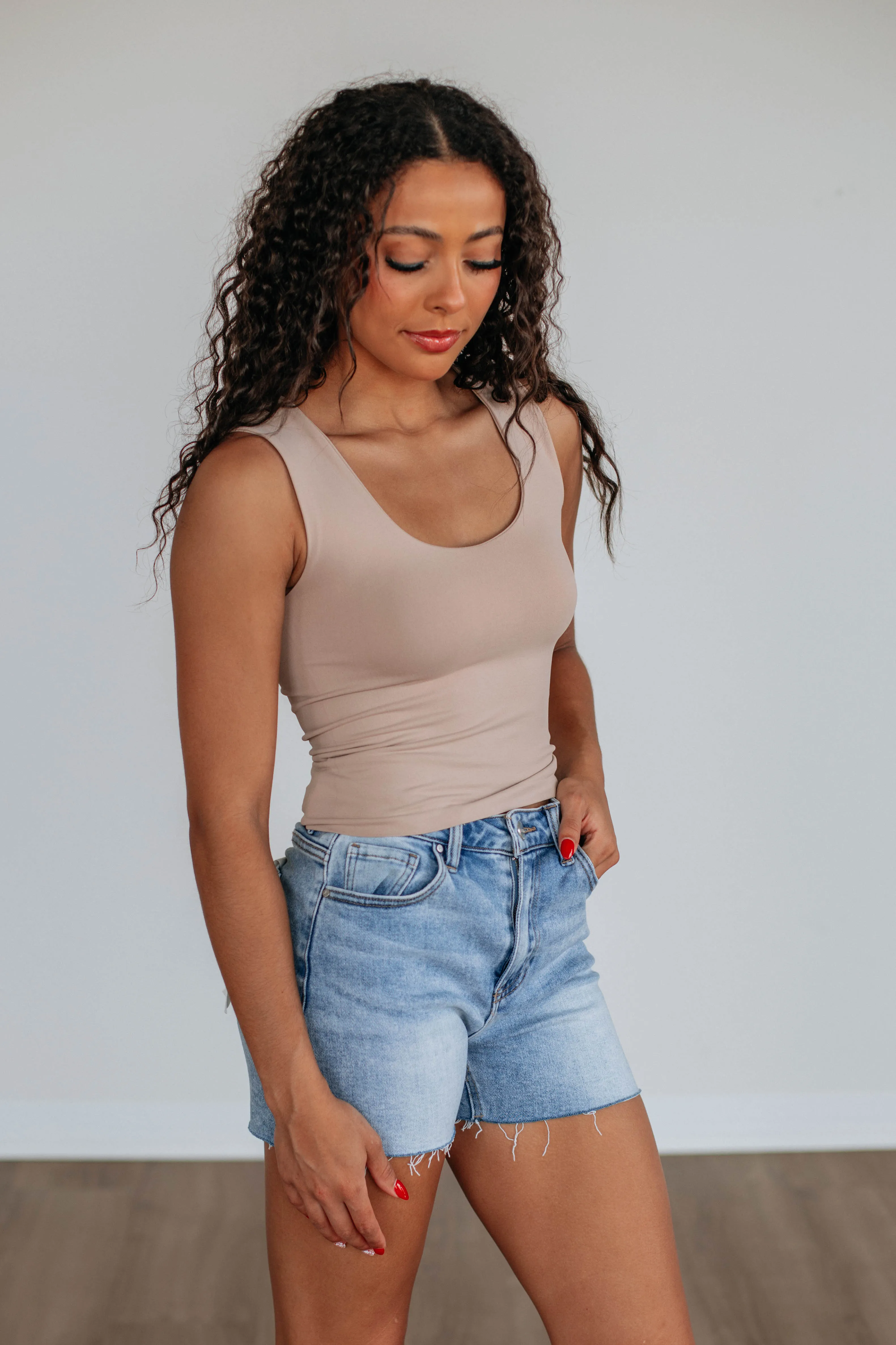 Jetson Seamless Tank - Sand,Women Tank