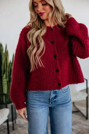 Jodie Knit Cardigan - Crimson,Women Sweater