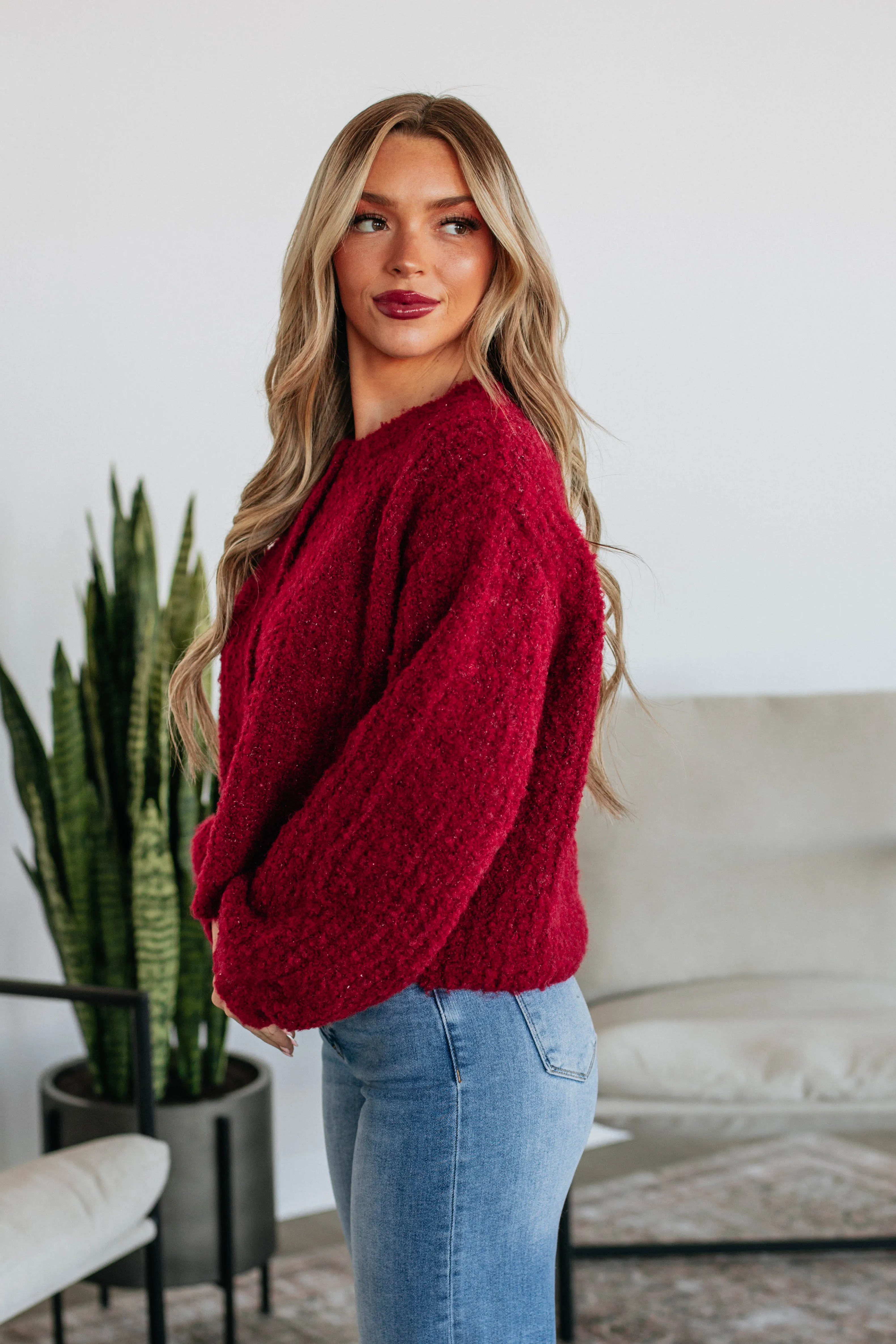Jodie Knit Cardigan - Crimson,Women Sweater