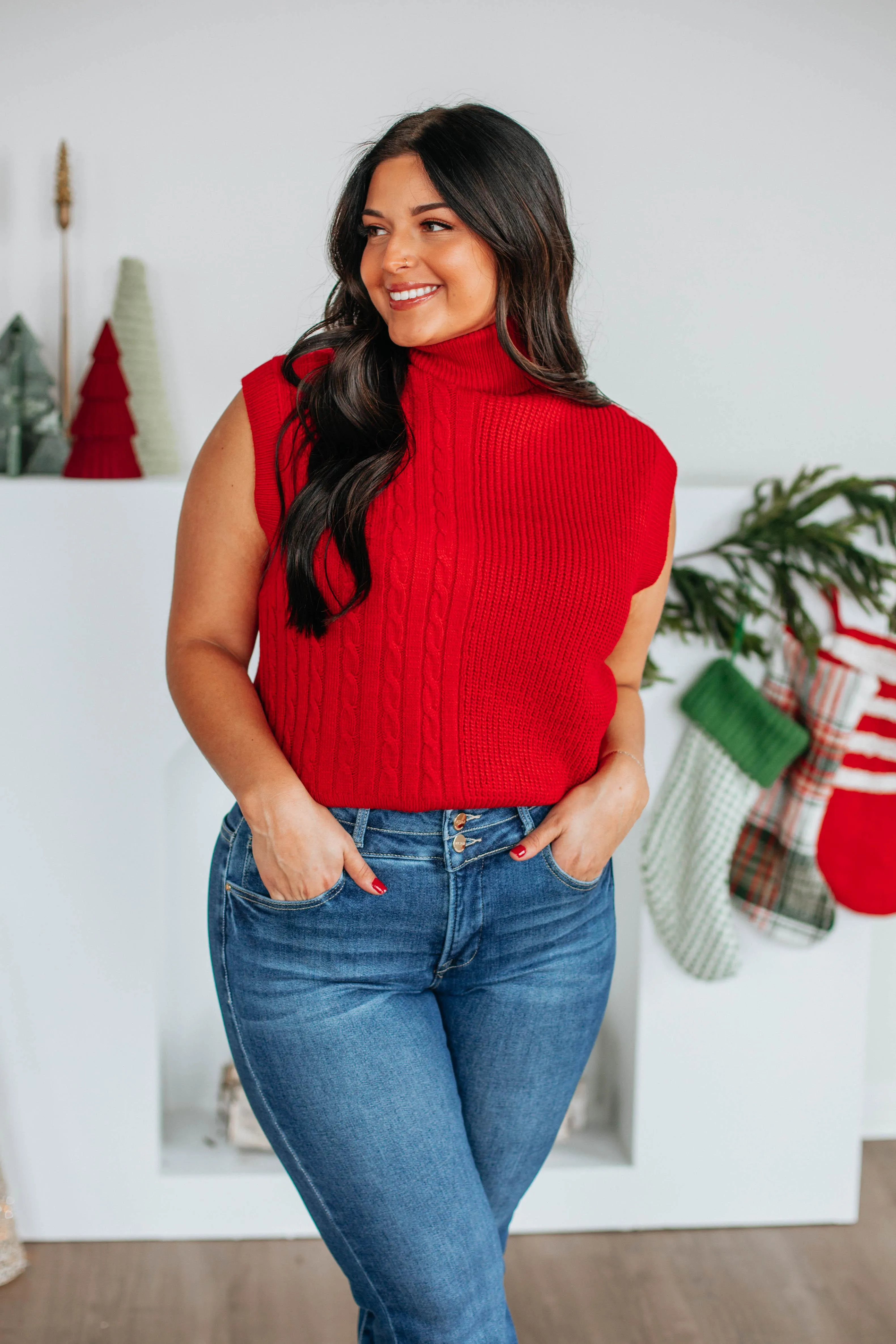 Jylian Sweater Top - Red,Women Sweater