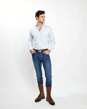 Kacey Field Shirt in Baby Blue Plaid,Men
