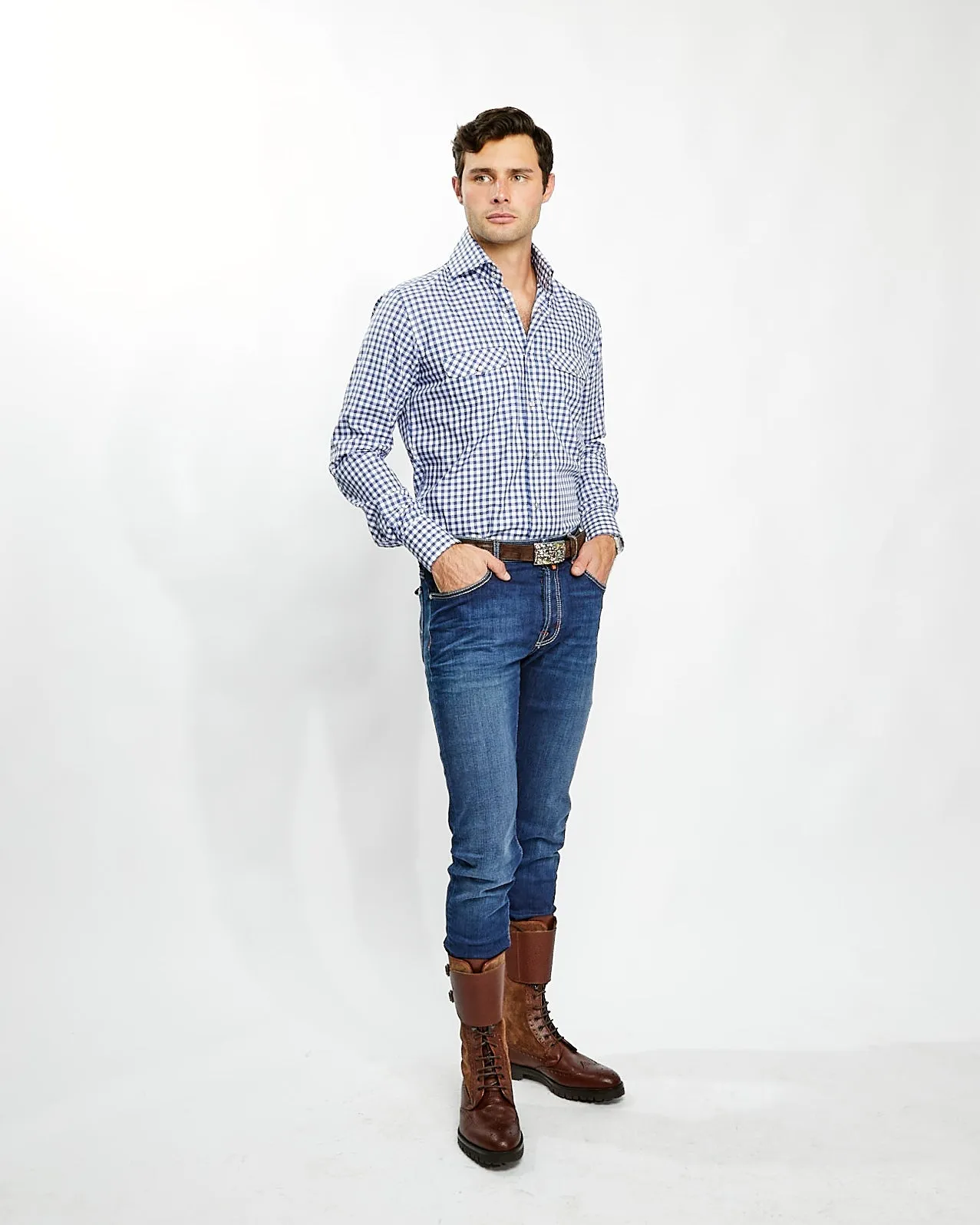 Kacey Shirt in Blue Buffalo Check,Men