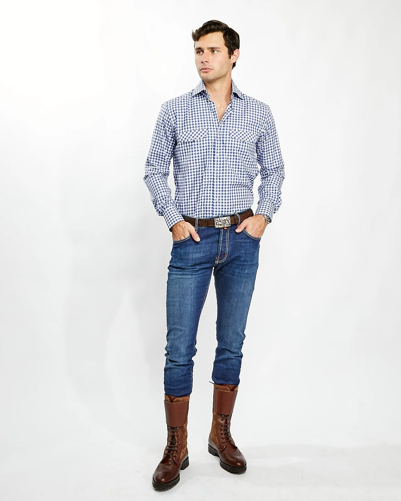 Kacey Shirt in Blue Buffalo Check,Men