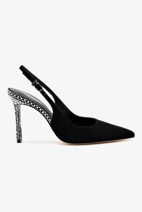 Kaitlan Crystal Pump In Black Suede,Women Heel