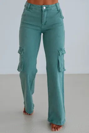 Kalani Risen Cargo Jeans - Jade,Jeans Women