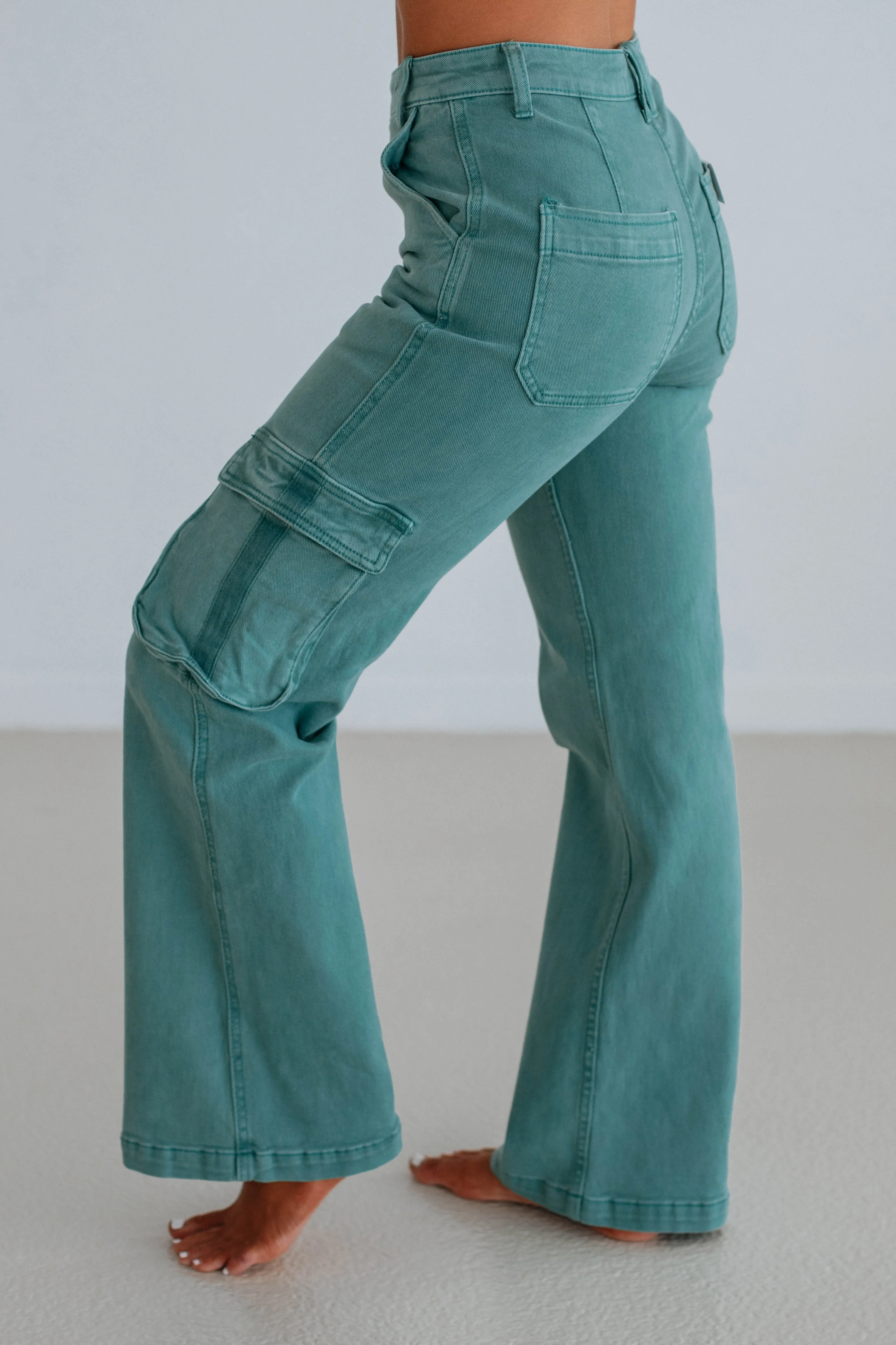 Kalani Risen Cargo Jeans - Jade,Jeans Women