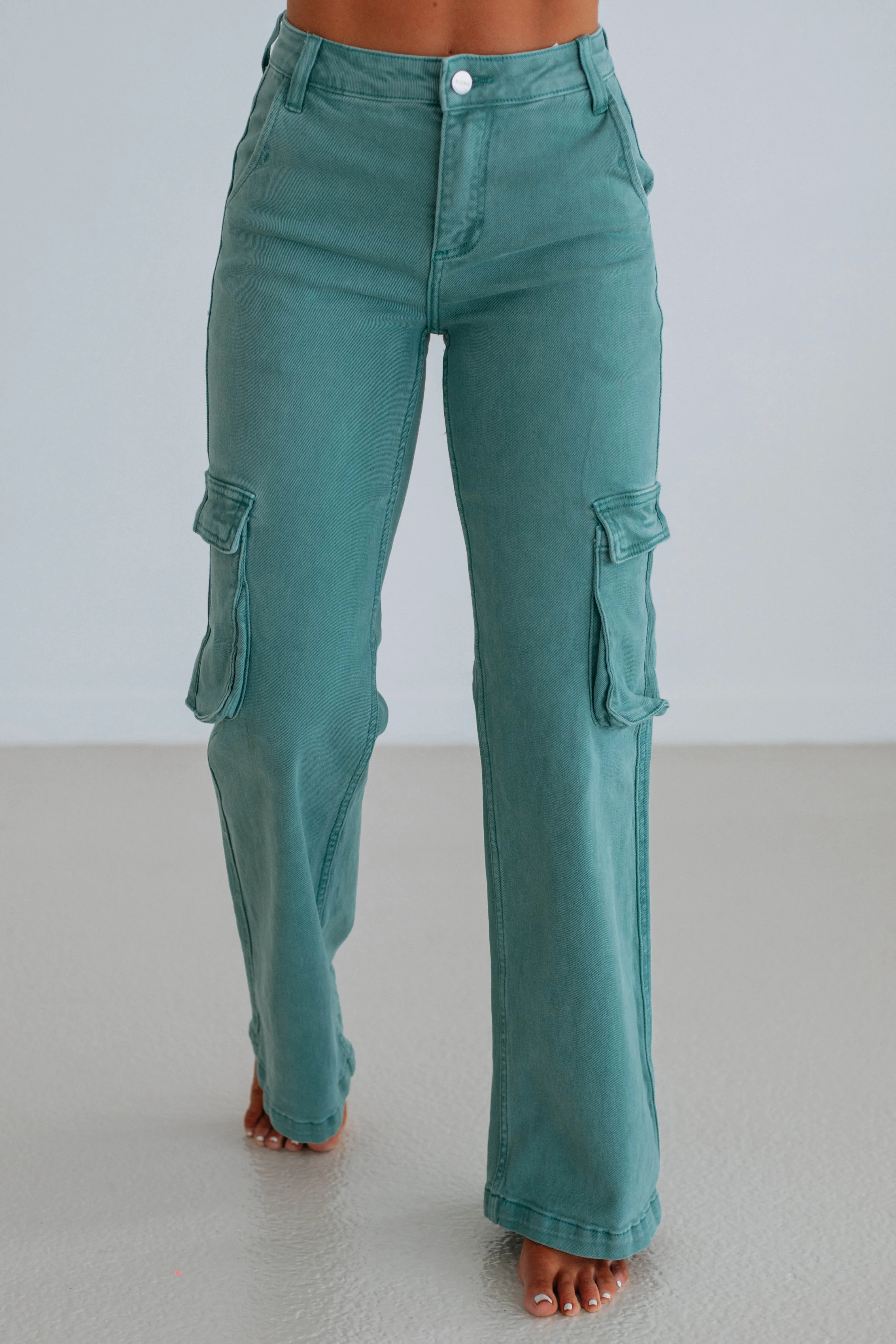 Kalani Risen Cargo Jeans - Jade,Jeans Women