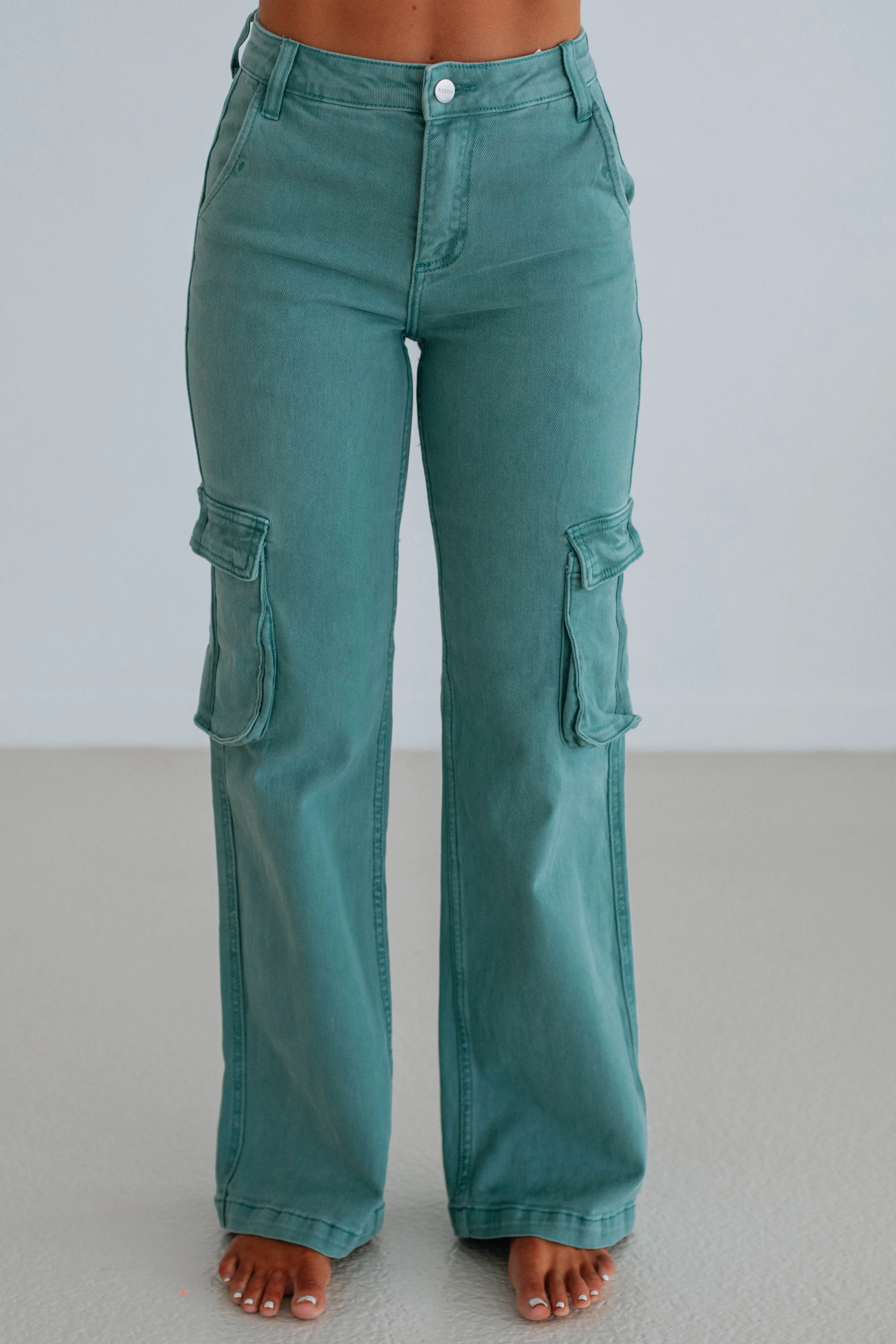 Kalani Risen Cargo Jeans - Jade,Jeans Women