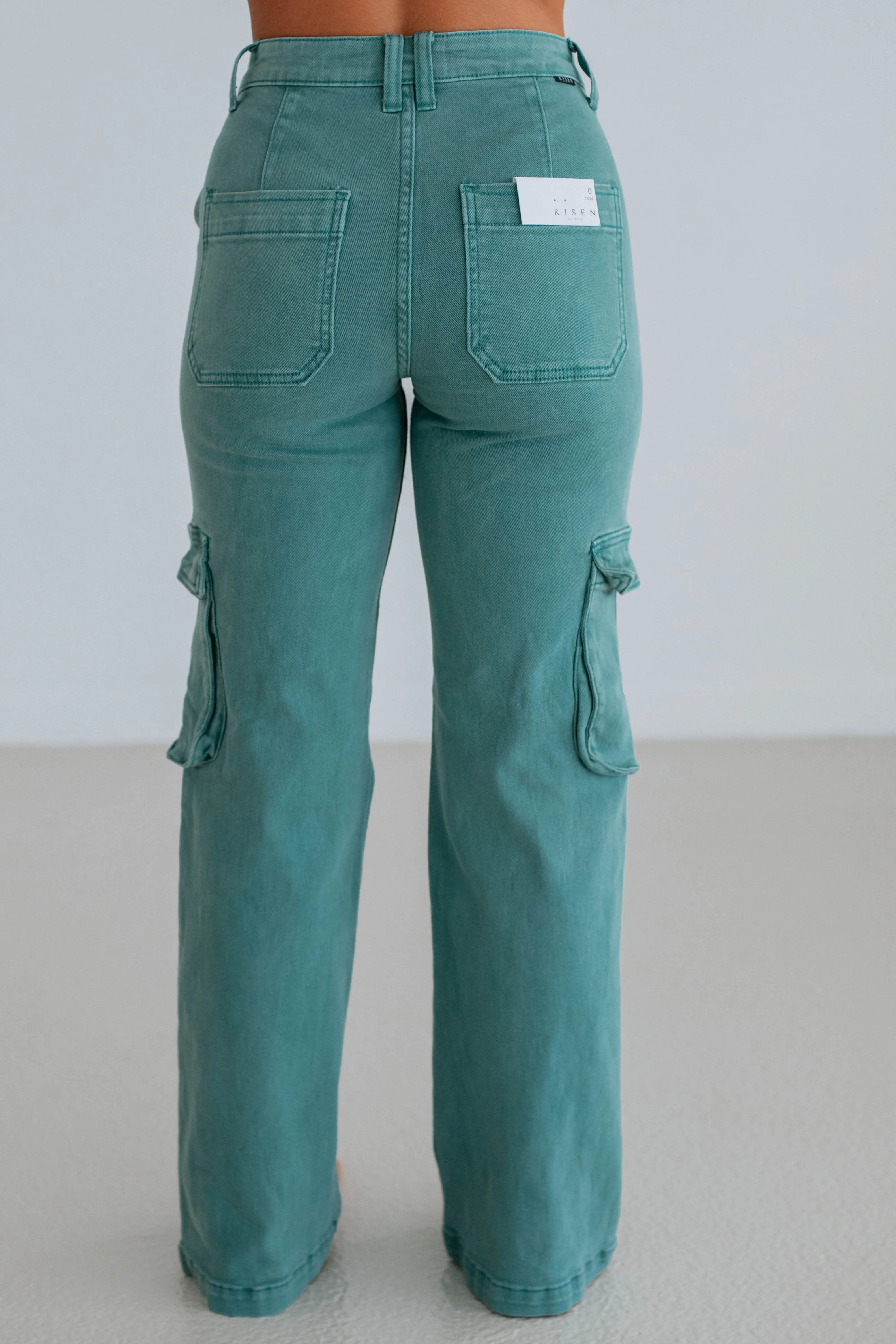 Kalani Risen Cargo Jeans - Jade,Jeans Women