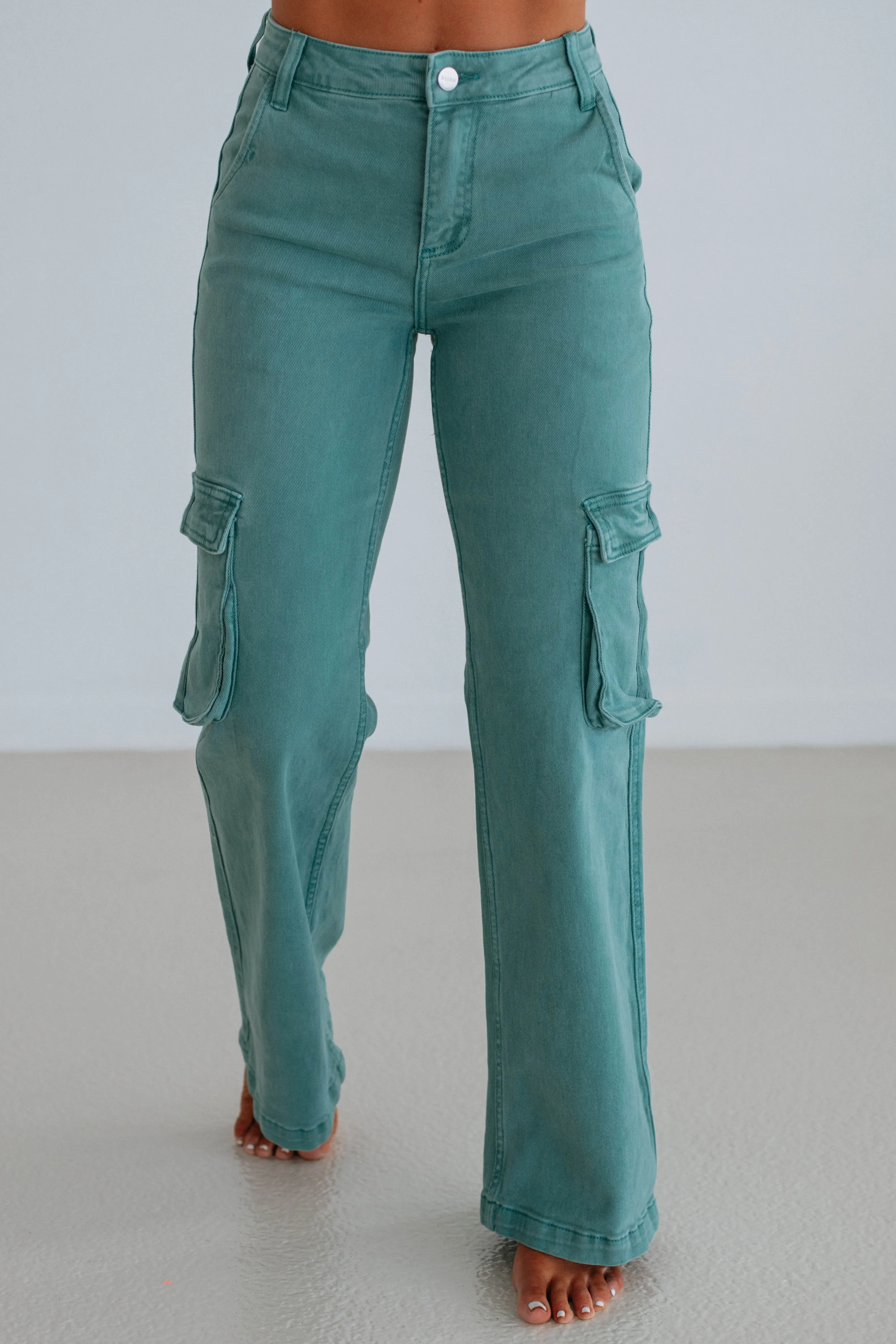Kalani Risen Cargo Jeans - Jade,Jeans Women