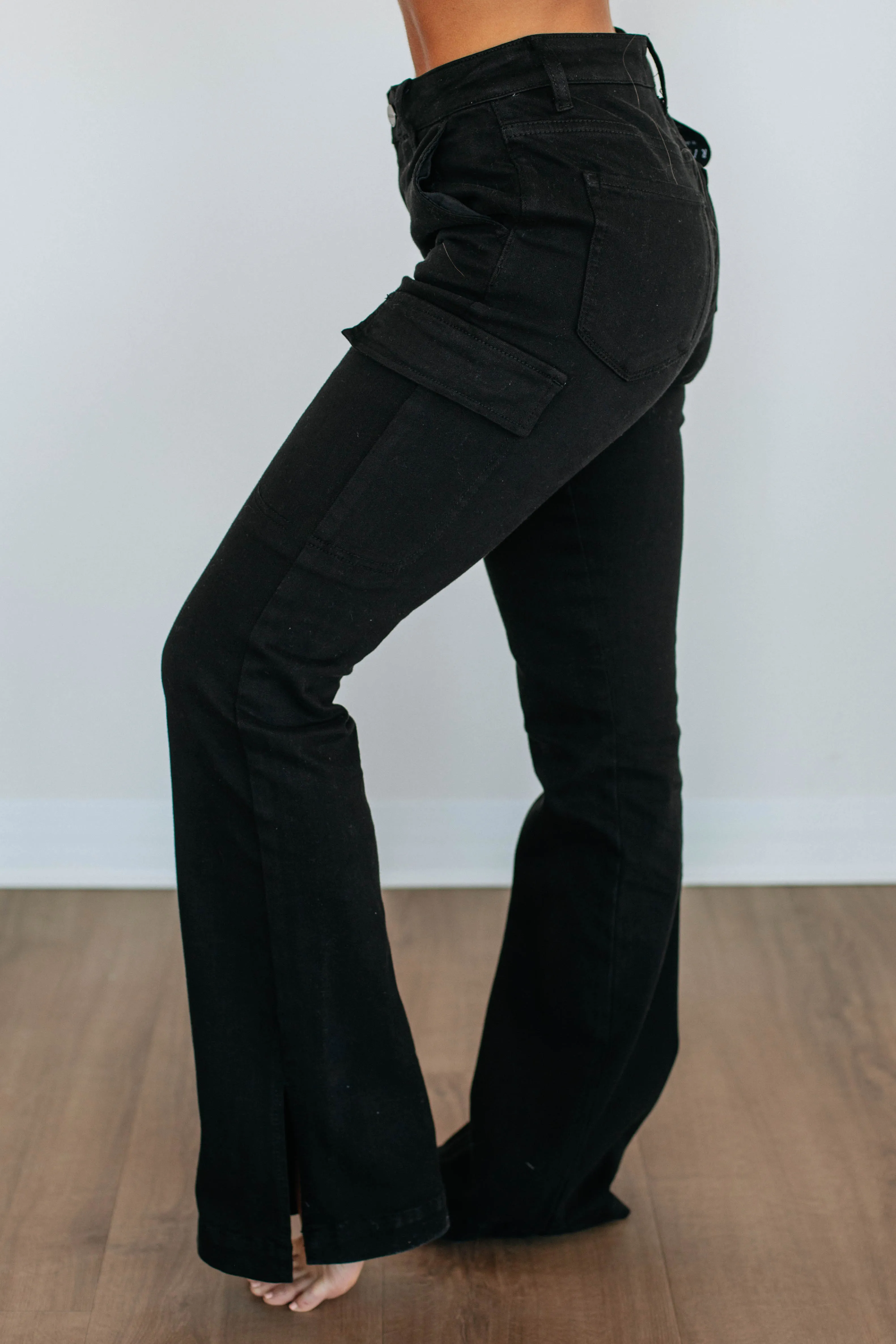 Kayley Risen Cargo Jeans - Black Wash,Jeans Women