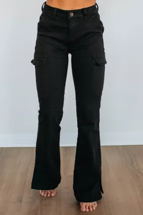 Kayley Risen Cargo Jeans - Black Wash,Jeans Women