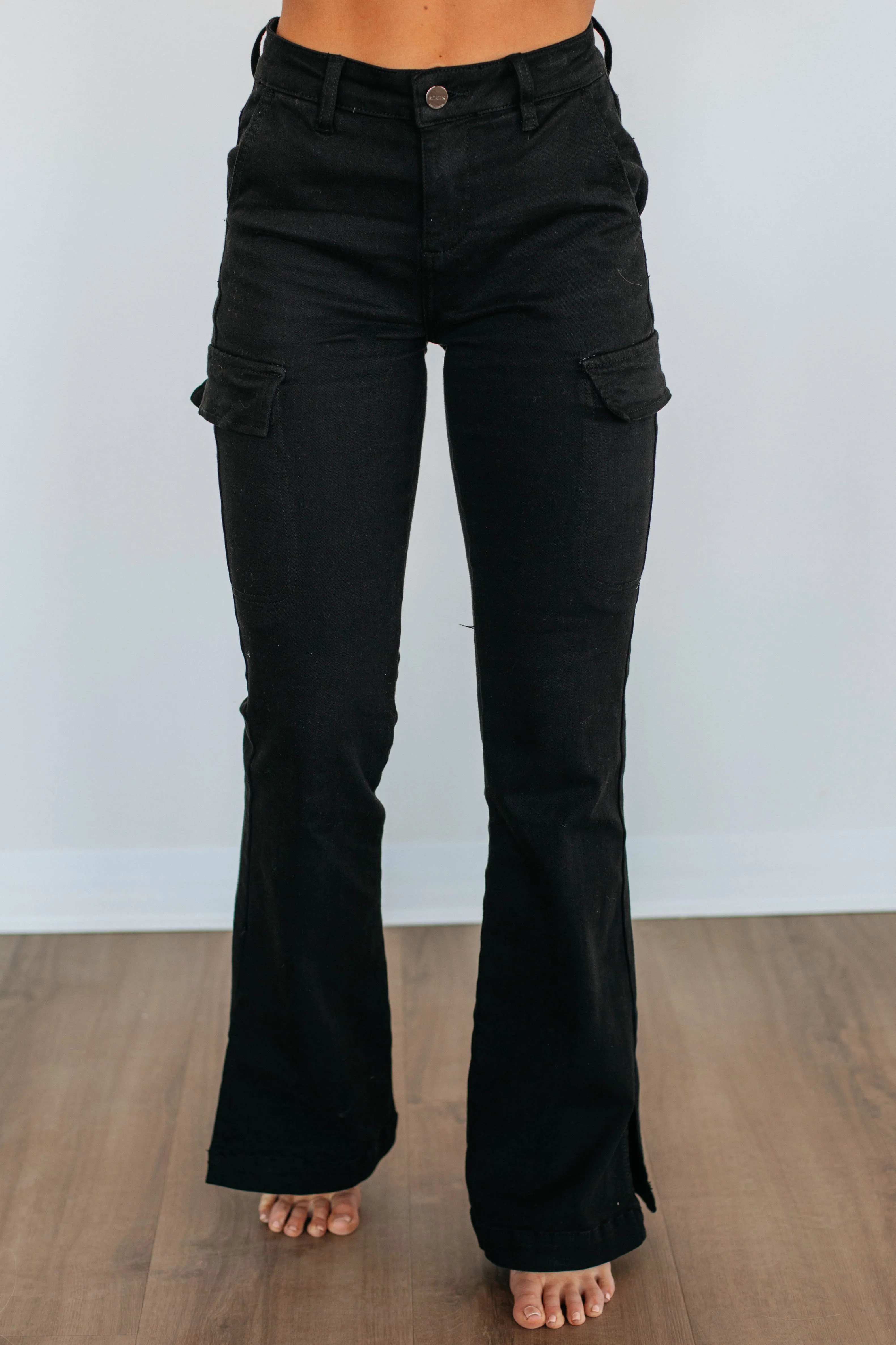 Kayley Risen Cargo Jeans - Black Wash,Jeans Women