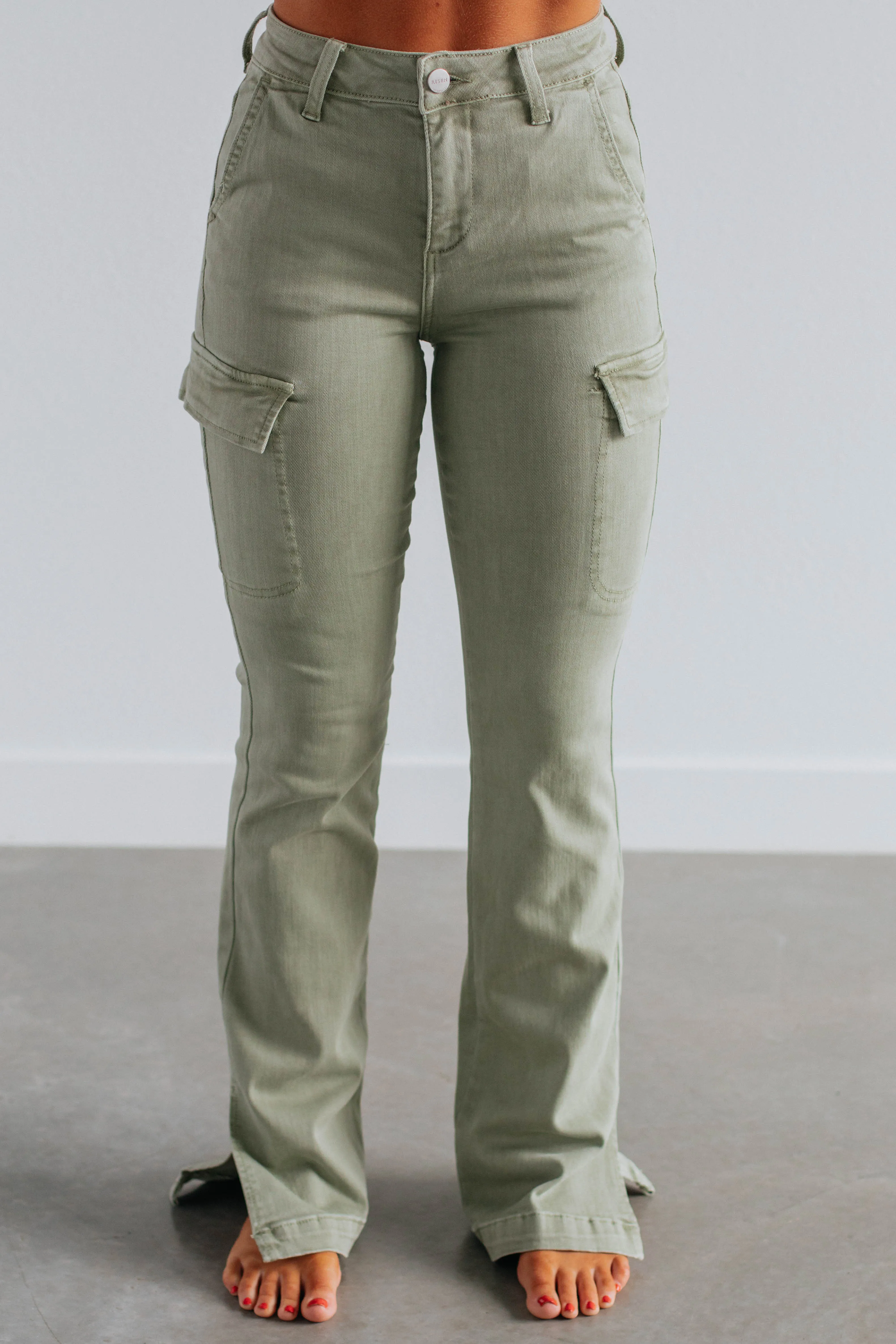 Kayley Risen Cargo Jeans - Sage,Jeans Women