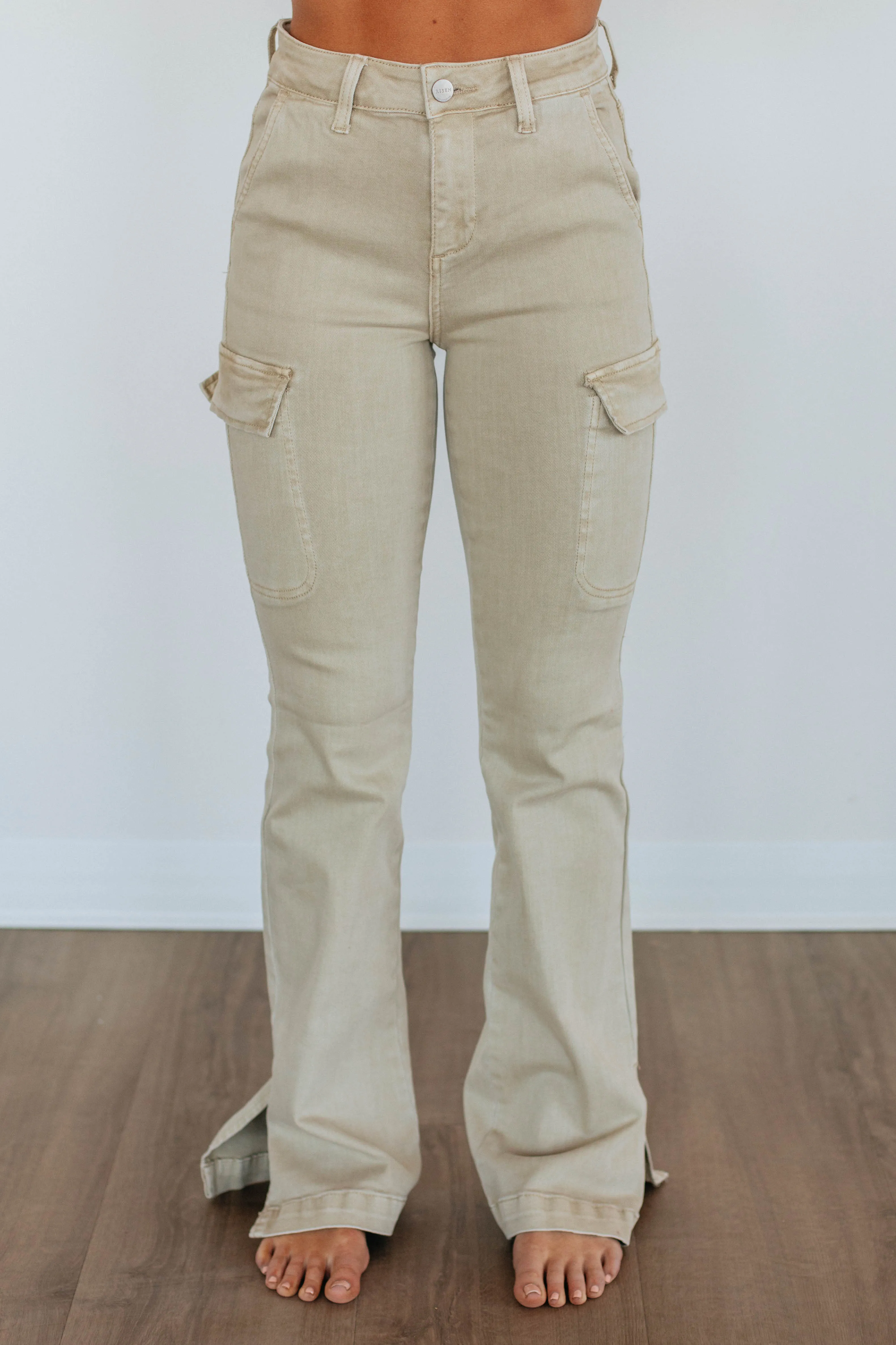 Kayley Risen Cargo Jeans - Sand,Jeans Women
