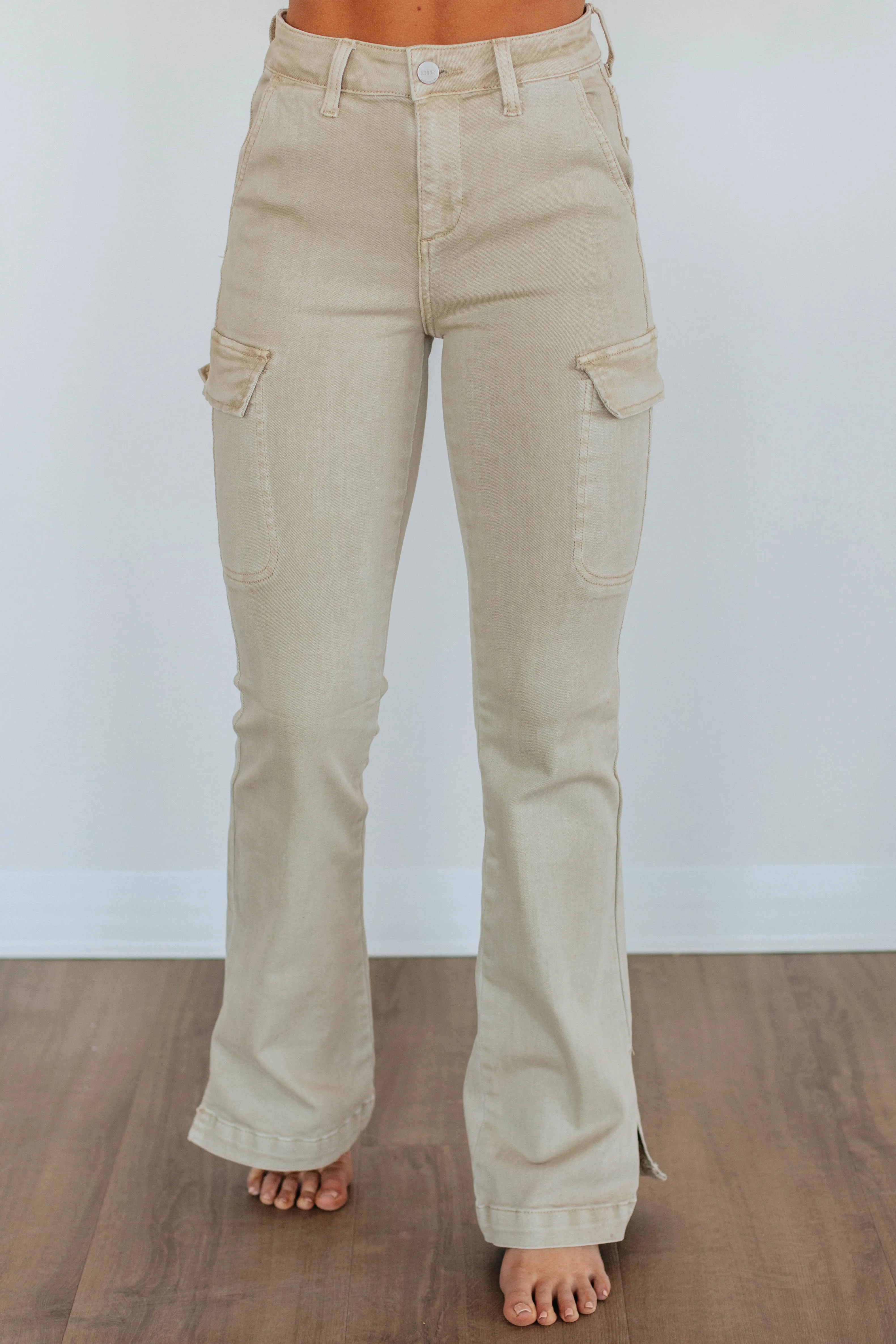 Kayley Risen Cargo Jeans - Sand,Jeans Women
