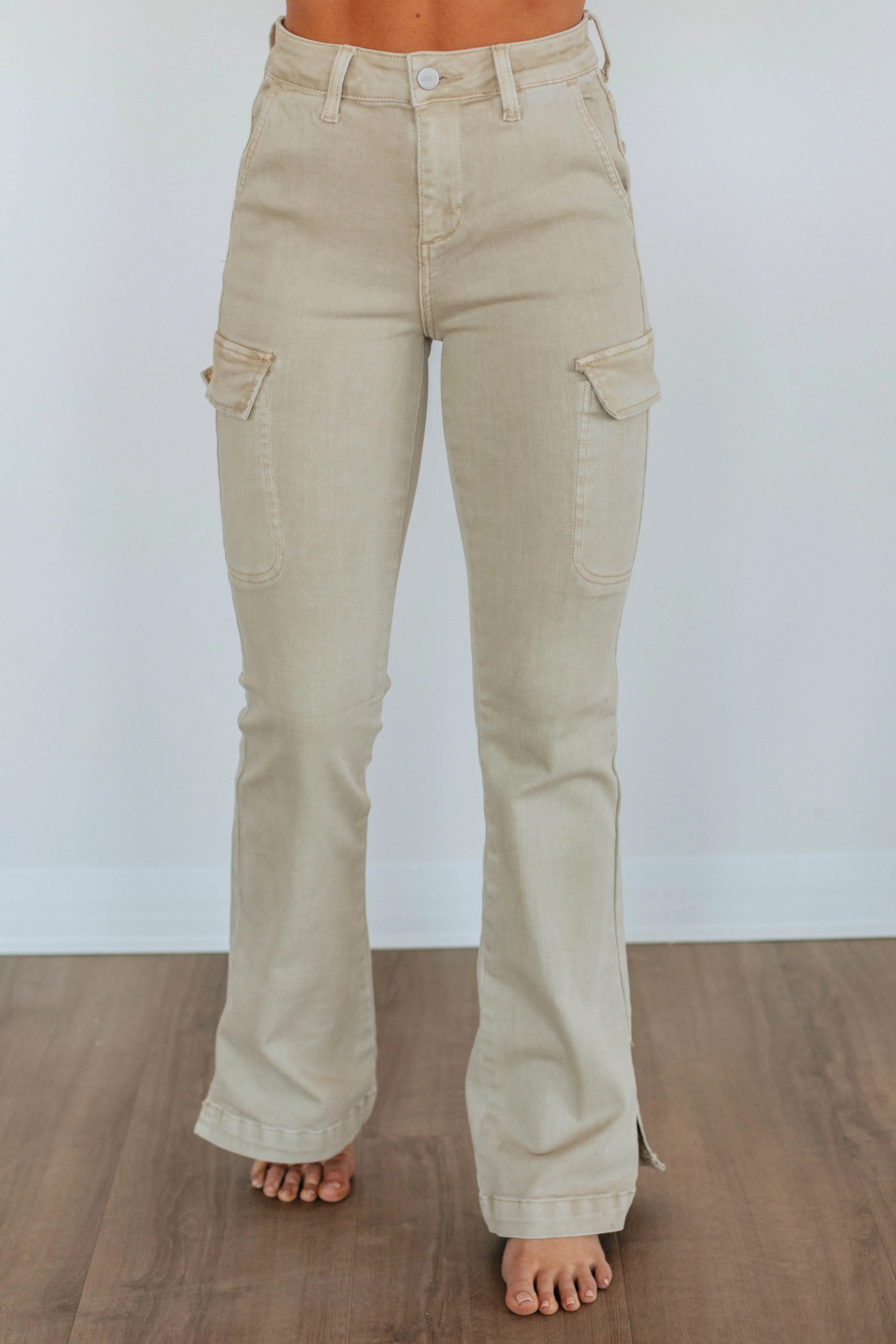 Kayley Risen Cargo Jeans - Sand,Jeans Women