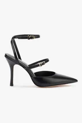 Kris Pump In Black Leather,Women Heel