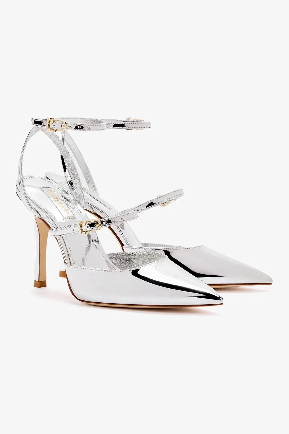 Kris Pump In Silver Specchio,Women Heel