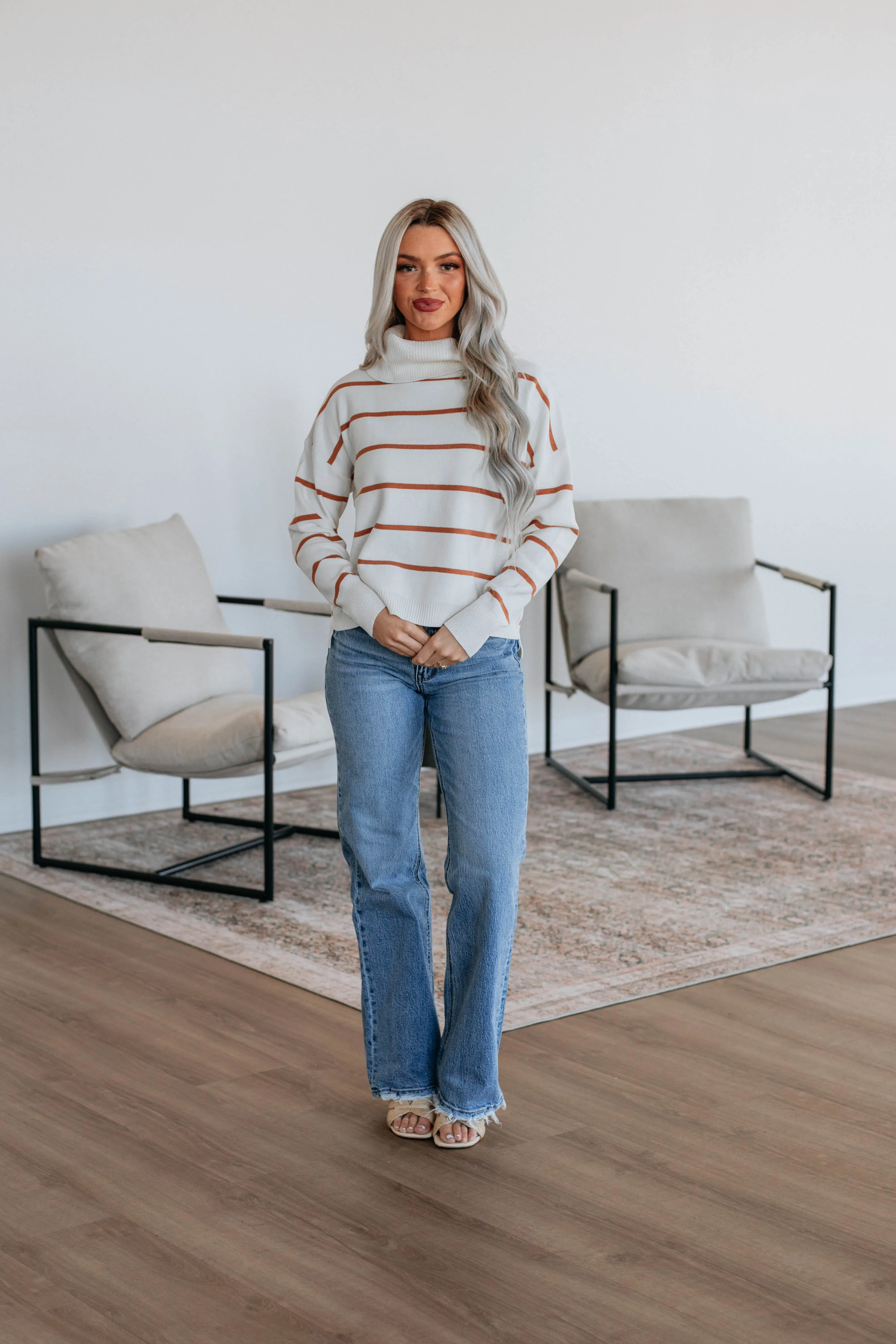Larisa Striped Sweater - Ivory,Women Sweater