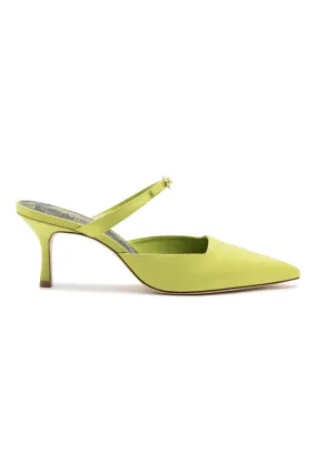 Larroud?? for Jonathan Cohen: Strap Mule In Green Satin,Women Heel