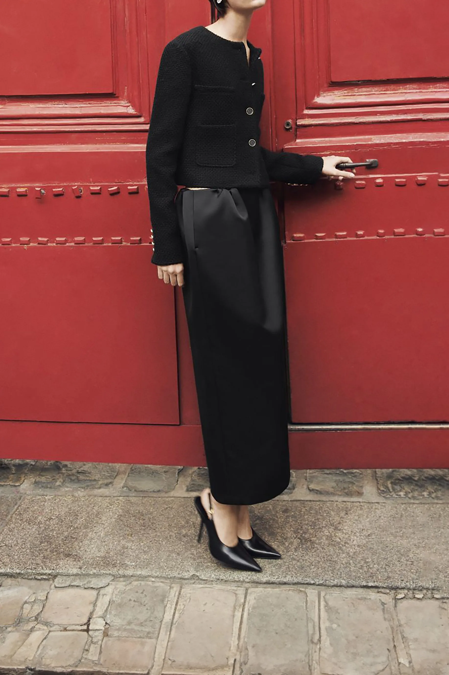 Larroud?? x Altuzarra Pump In Black Leather,Women Heel